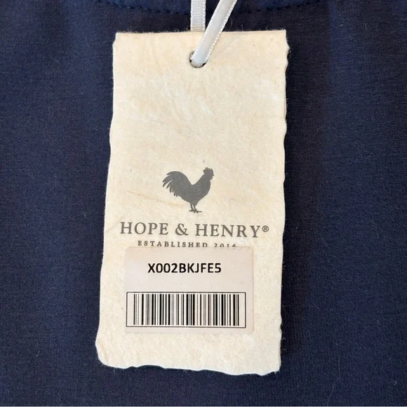 Hope & Henry Organic Cotton Tie Waist Dress Navy Blue Women’s Size 2 XS NWT - Picture 9 of 9